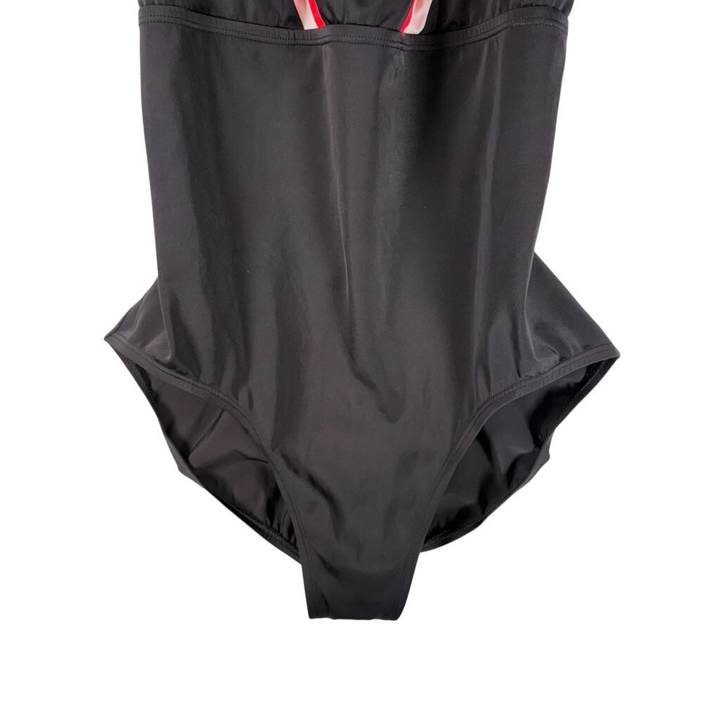 VTG Y2k Nike Colorblock SIZE MEDIUM One Piece Swimsuit Racerback Black Red Women - Picture 4 of 14